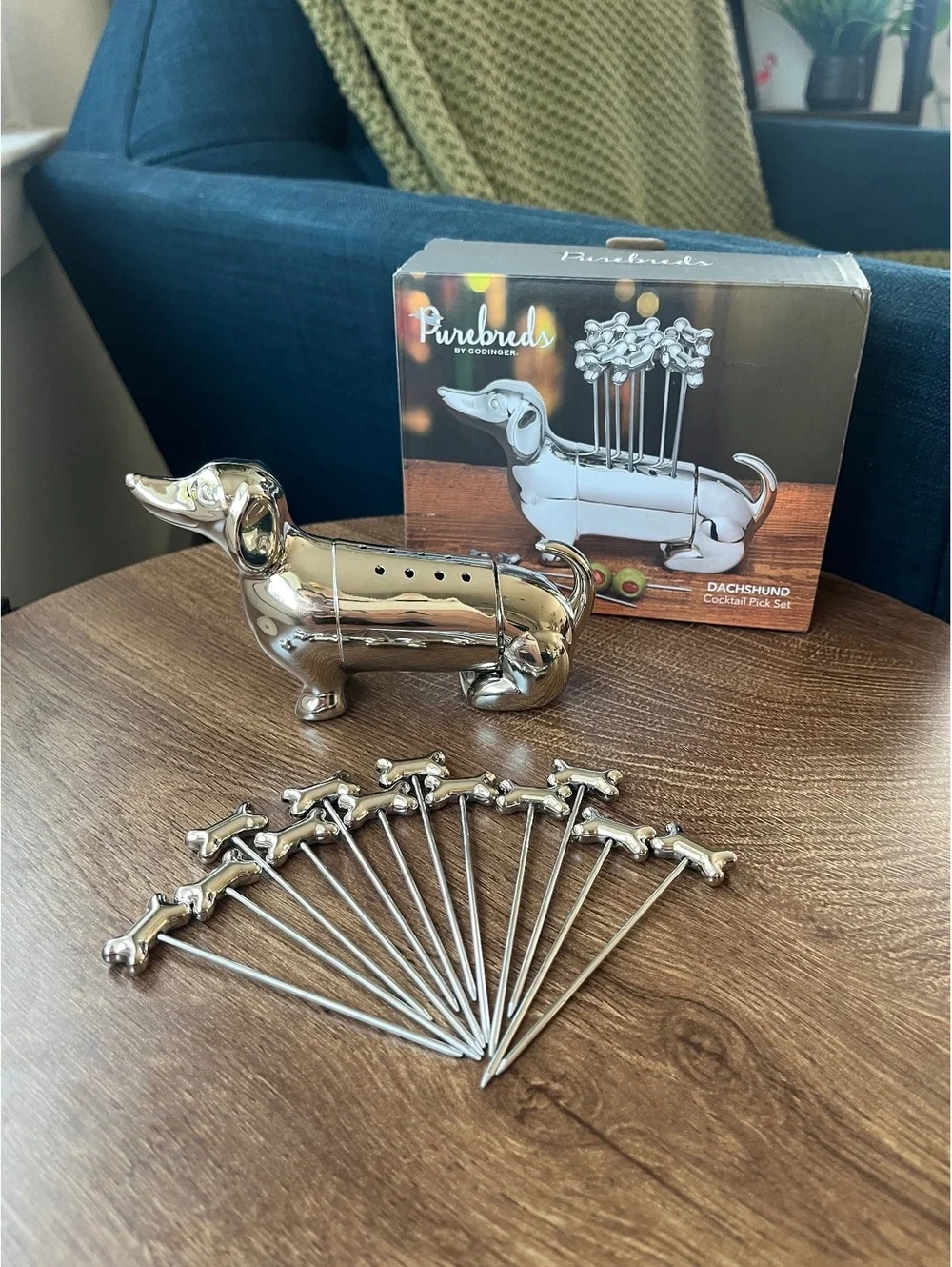 Purebreds by Godinger Dachshund Cocktail Pick Set Silver Barware Dog New